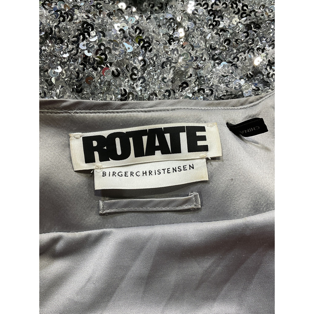 Rotate Birger Silver Christensen 'Samantha' Belted Sequined Stretch-Jersey Mini Wrap Dress Size 6