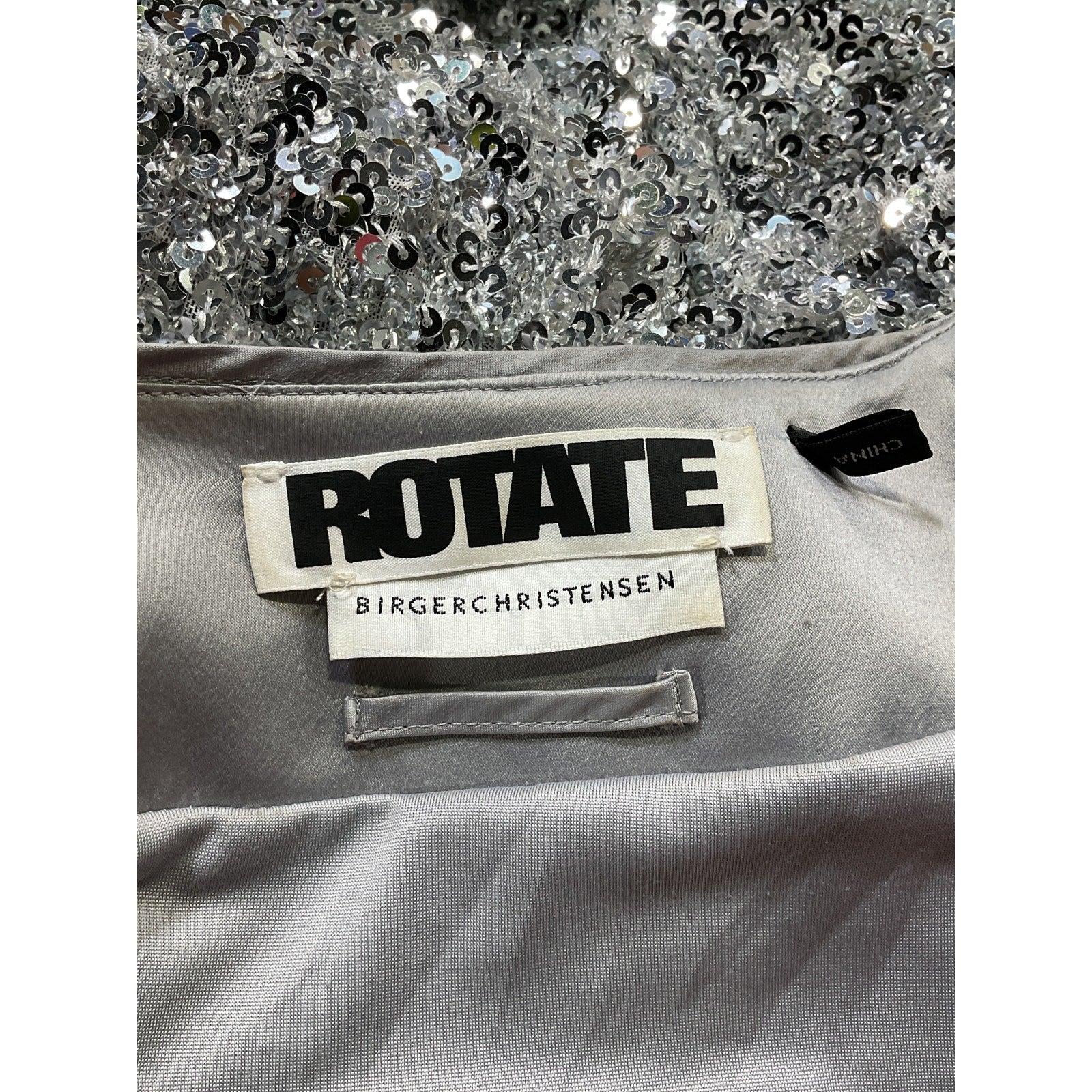 Rotate Birger Silver Christensen 'Samantha' Belted Sequined Stretch-Jersey Mini Wrap Dress Size 6