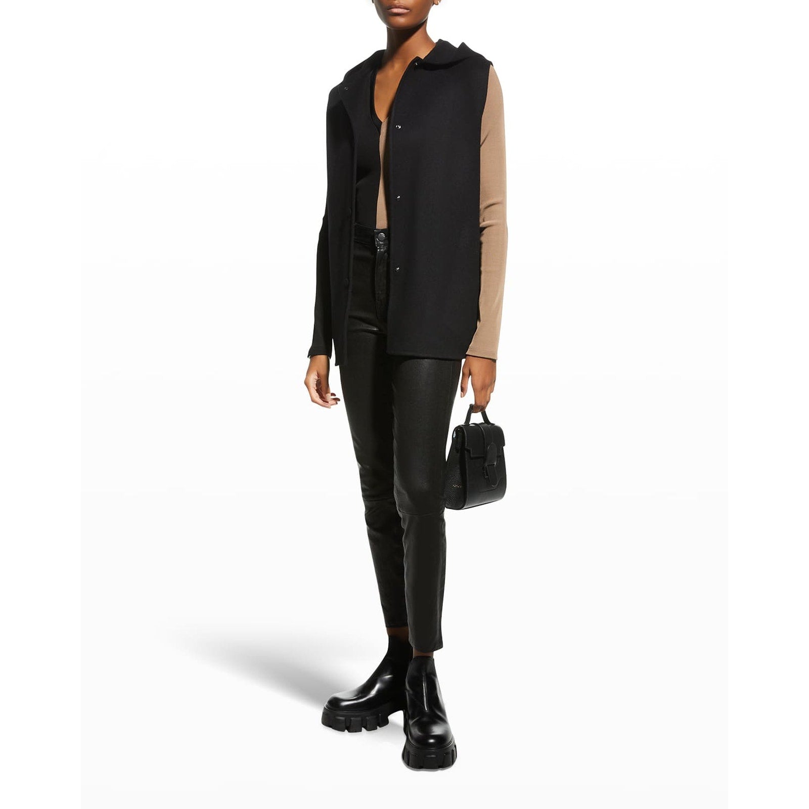 Theory 'Clairene' Black Wool Cashmere Blend Vest