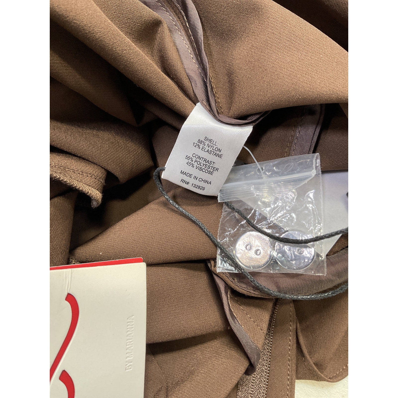 L'Academie 'Dominga' Brown Nylon Pant Size S - NWT