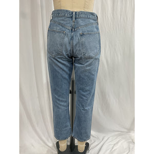 Agolde 'Riley' Blue High Rise Straight Crop Denim Jeans Size 28