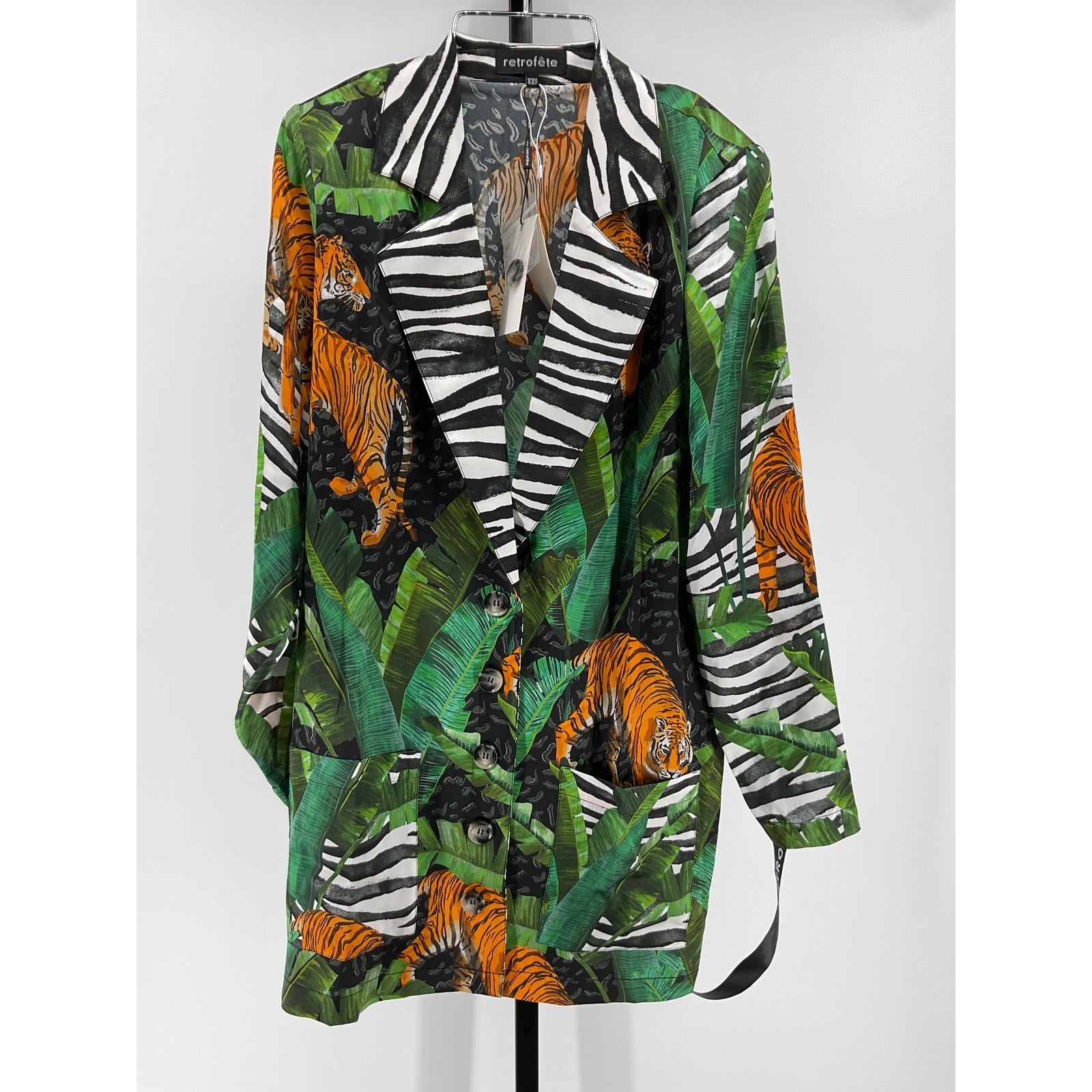 Retrofete 'Blake' Green Silk Blazer Size XXS - NWT
