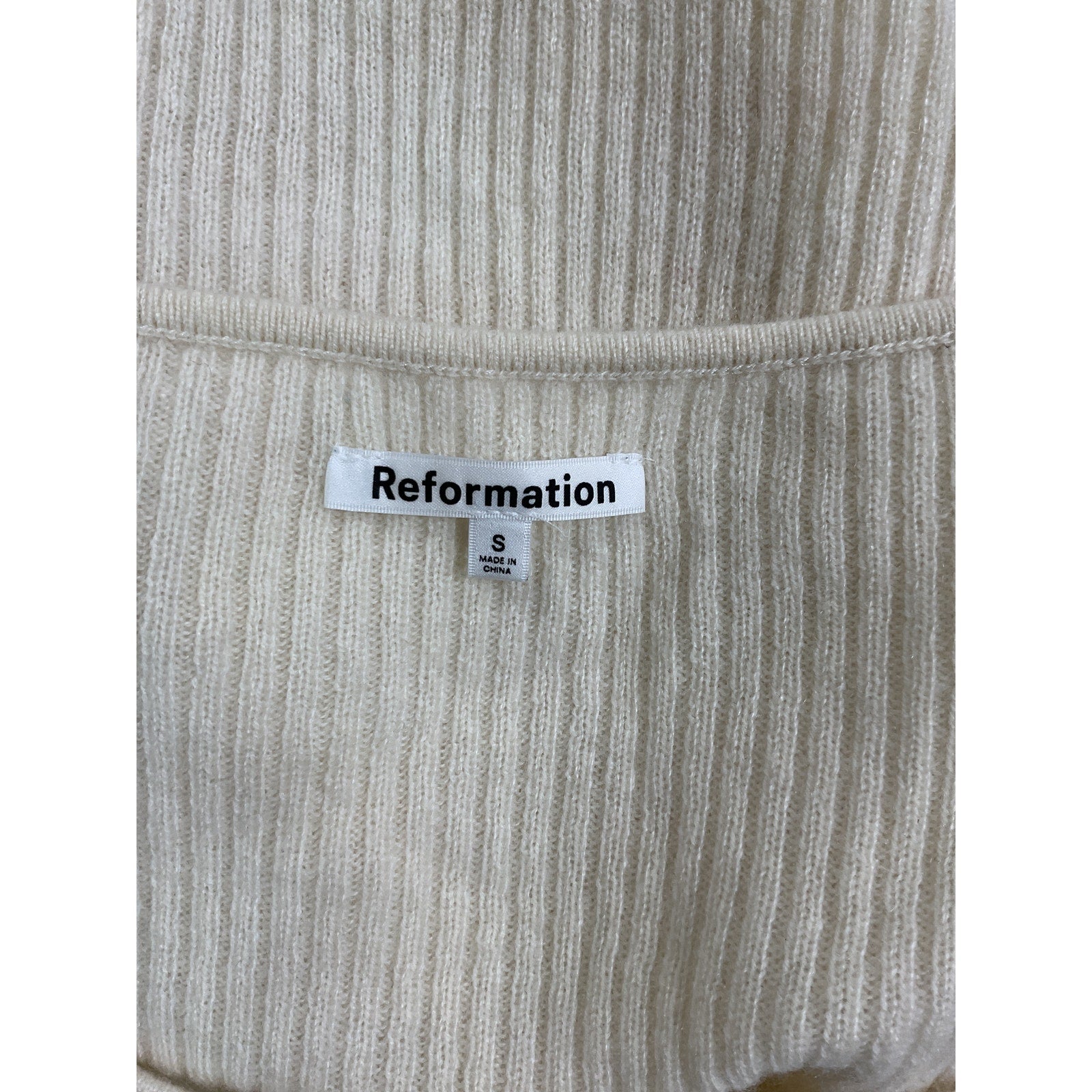 Reformation 'Emanuele' White Cashmere Novelty Button Sweater Size S