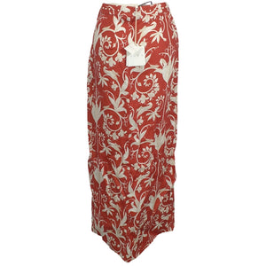 Agua Bendita Floral Red Coralina Maiz Skirt Size S NWT