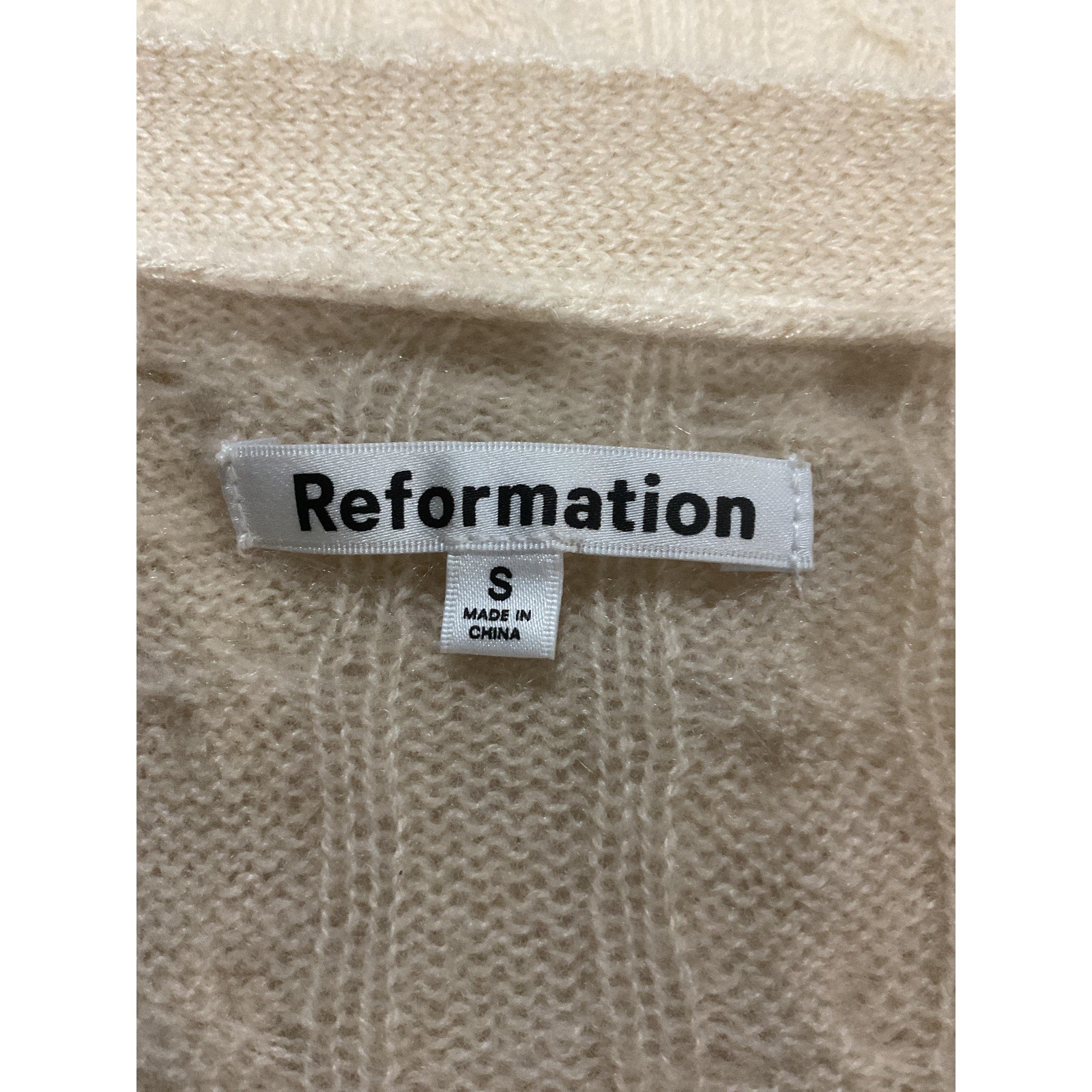 Reformation 'Giusta' Beige Cashmere Oversized Cashmere Cardigan Size S