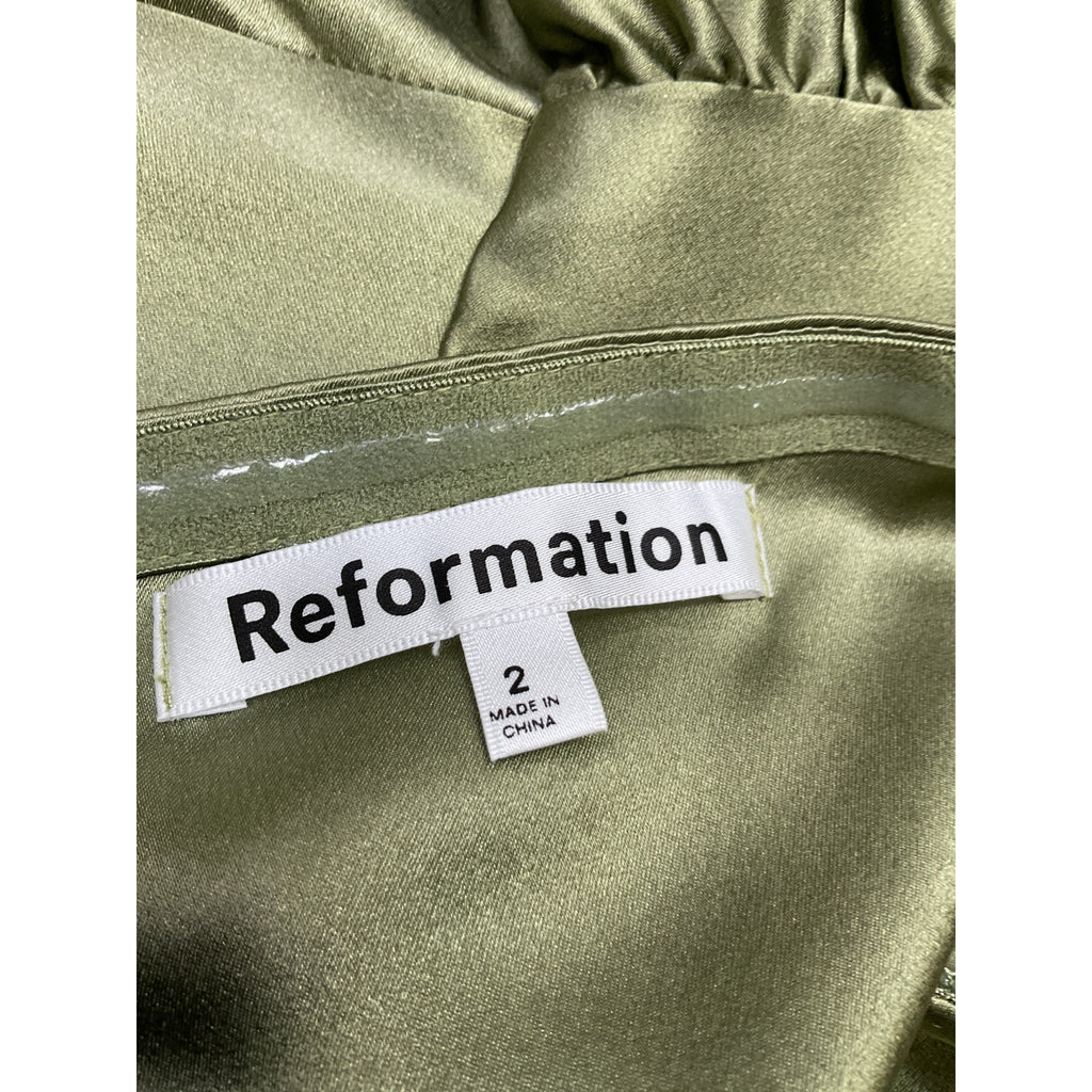 Reformation 'Sorrentine' Green Silk Dress Size 2