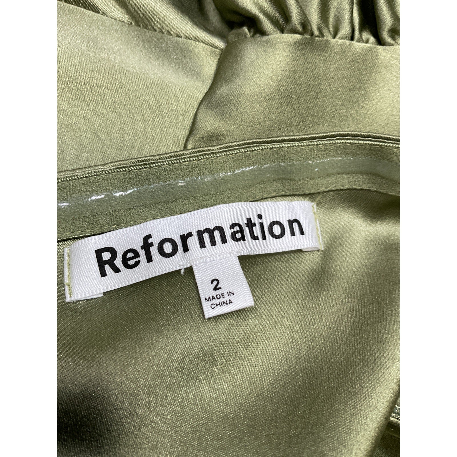 Reformation 'Sorrentine' Green Silk Dress Size 2