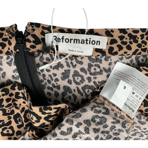 Reformation Leopard Print Brown Bea Skirt Size M