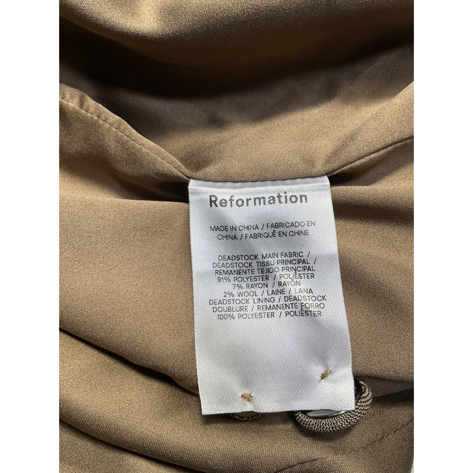 Reformation 'Jason' Tan Polyester Blazer Size 4
