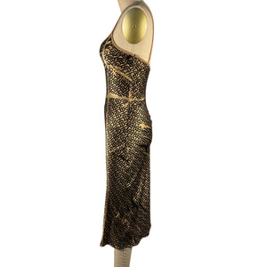 Burberry Monogrammed Gold Andi Slip Dress Size 2