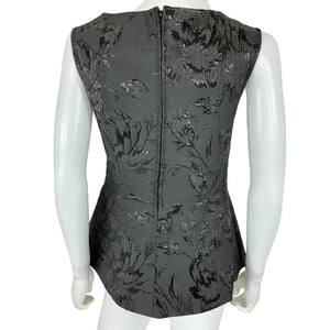 Clea Textured Black Petunia Jacquard Delfina Top Size M