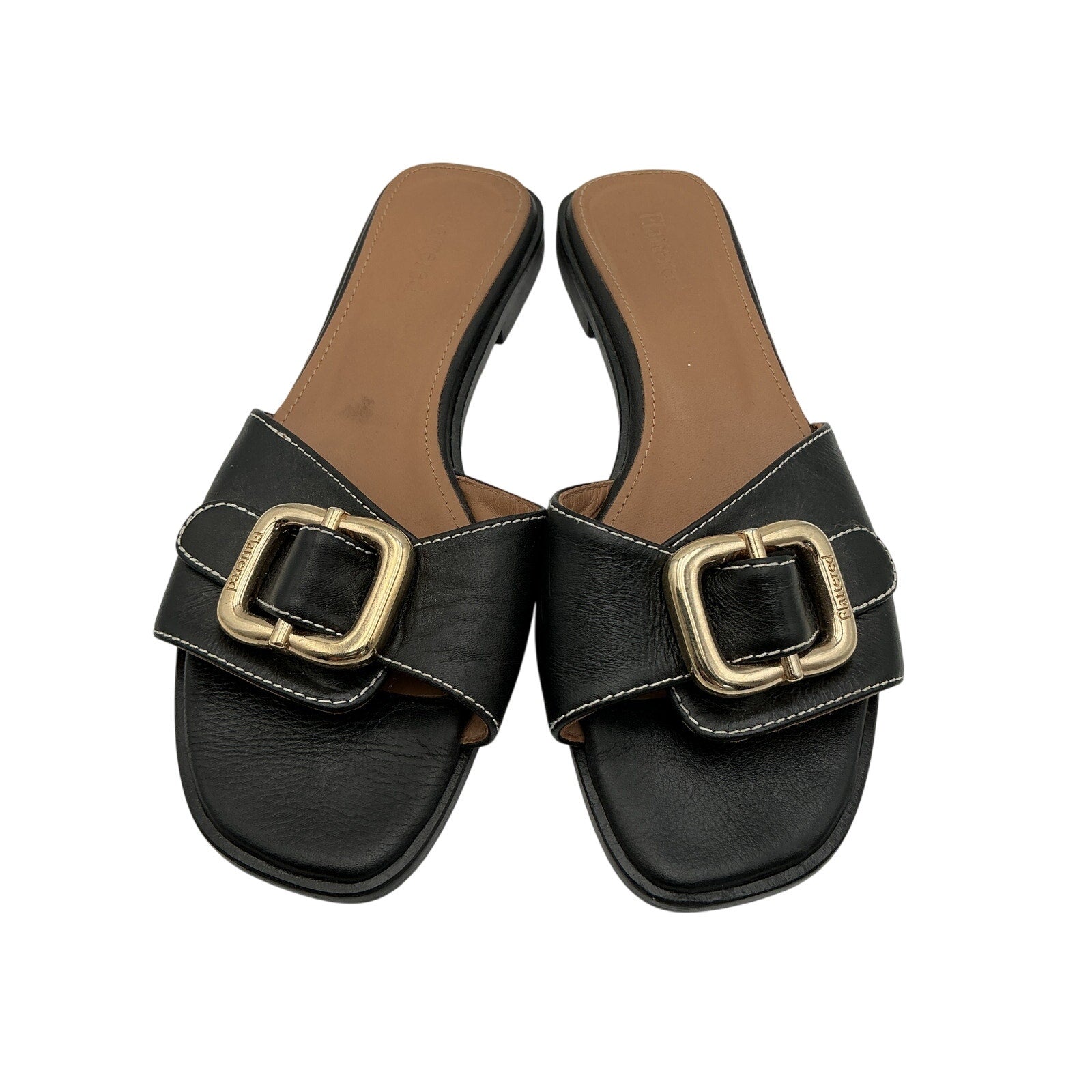 Flattered 'Mimi' Black Leather Sandal Size 38