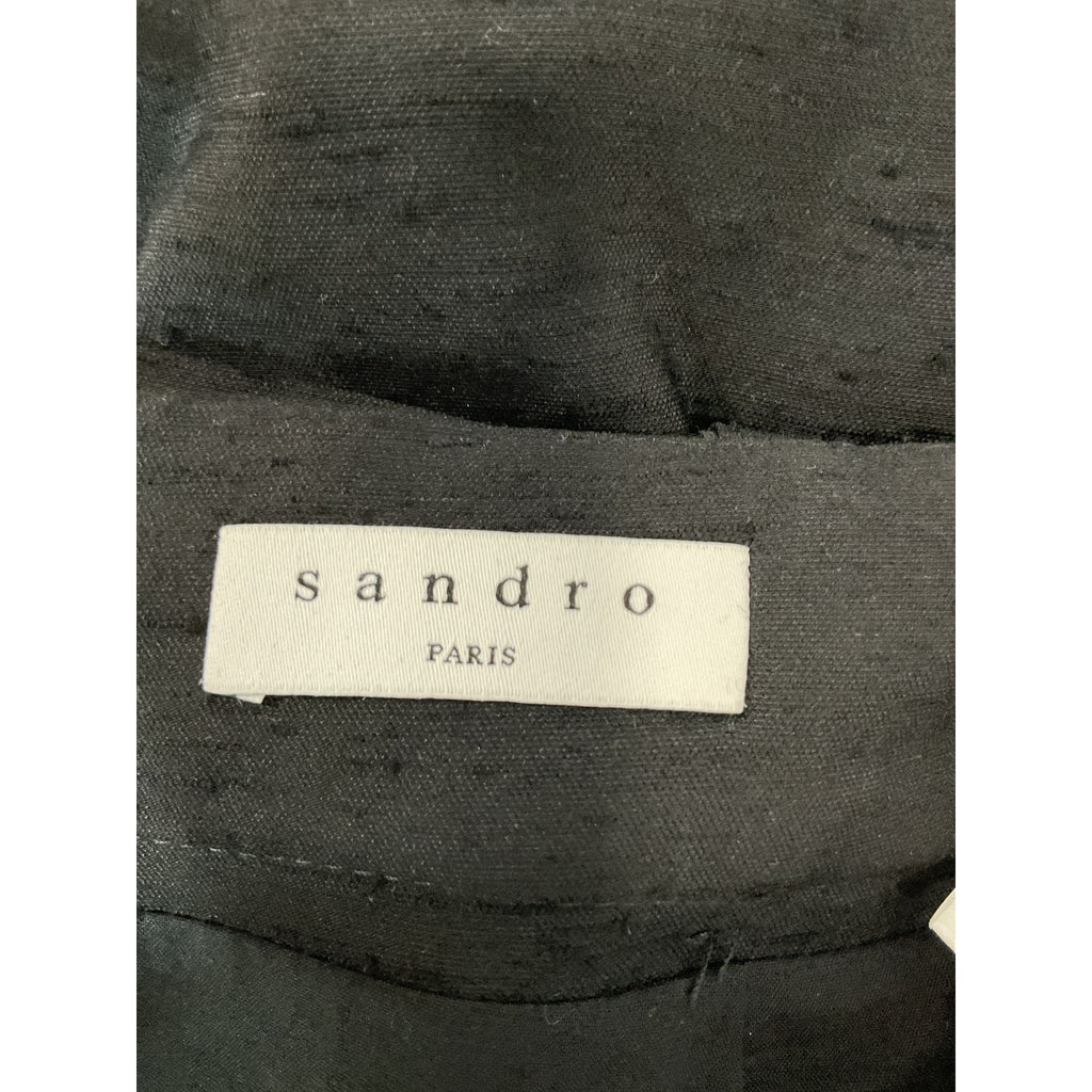 Sandro 'Amy' Black Belted Ruffled Slub Woven Mini Skirt Size 1