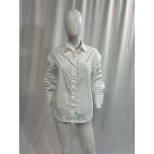 Derek Lam 'Marley' White Ruched Sleeve Button Down Shirt Size 2