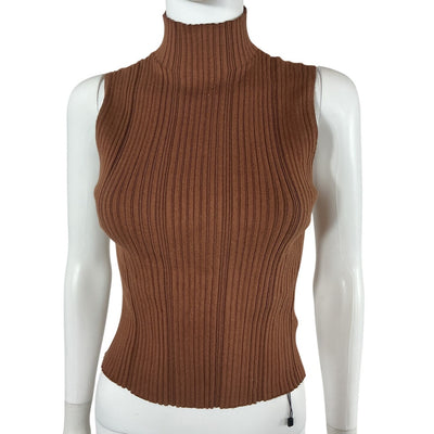 House Of Harlow 1960 Ribbed Brown Katerina Turtleneck Top Size S