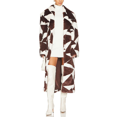 Ronny Kobo Plush Brown Ilia Faux Fur Coat Size S NWT