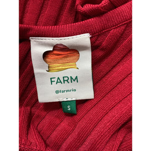 Farm Rio Red Knit Long Sleeve Midi Dress Size S