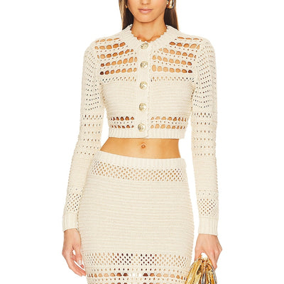 Retrofête Cropped Ivory Gold Nico Cardigan Size XS