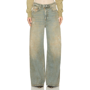 Diesel Distressed Light Blue Sire Wide Leg Denim Jeans Size 25