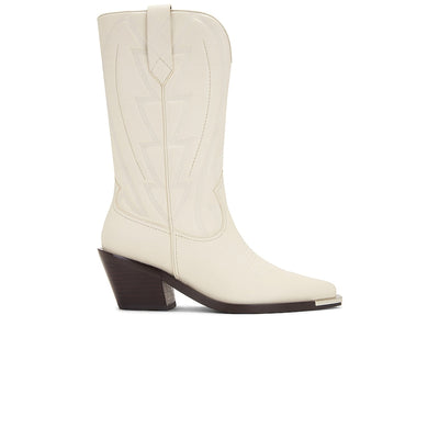 Lola Cruz 'Nevery' White Leather Western Stiching Boot Size 6