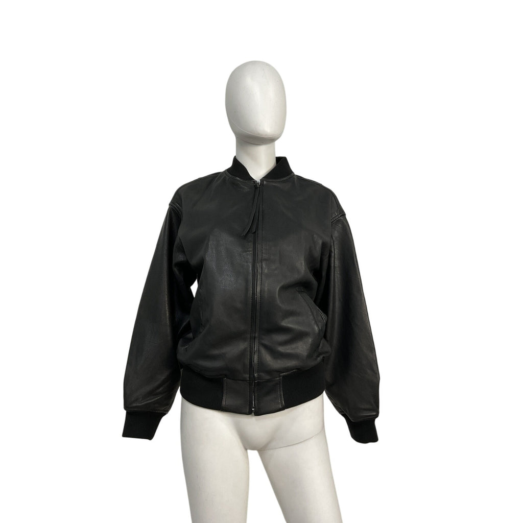 Allsaints 'Belle' Black Leather Bomber Jacket Size XS