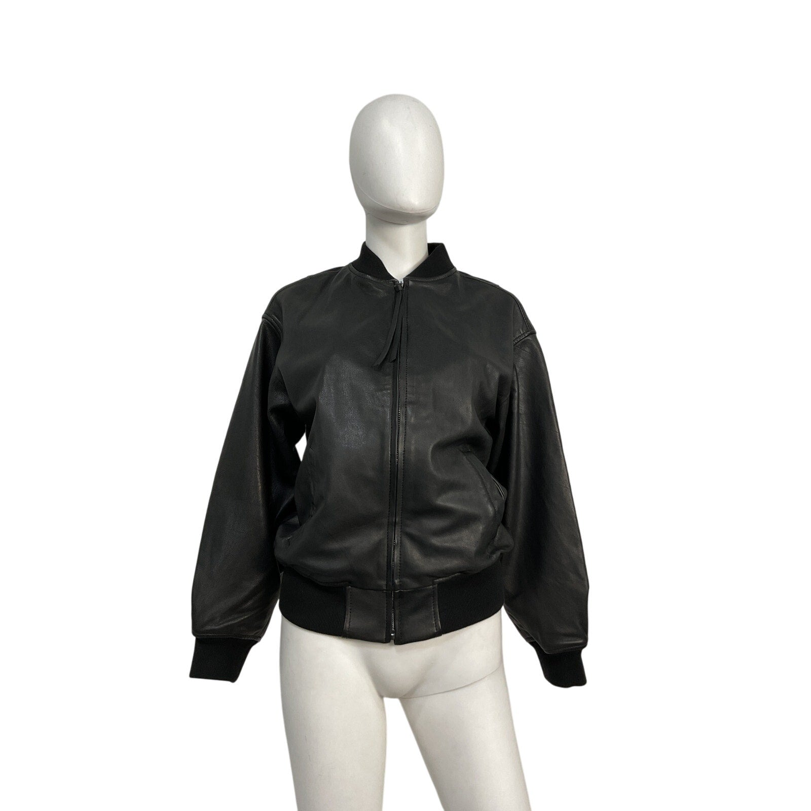 Allsaints 'Belle' Black Leather Bomber Jacket Size XS