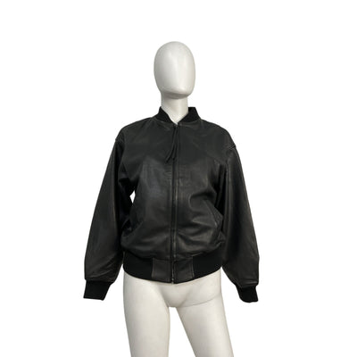 Allsaints 'Belle' Black Leather Bomber Jacket Size XS
