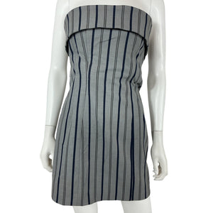 Helsa Tailored Gray And Blue Strapless Mini Dress Size M