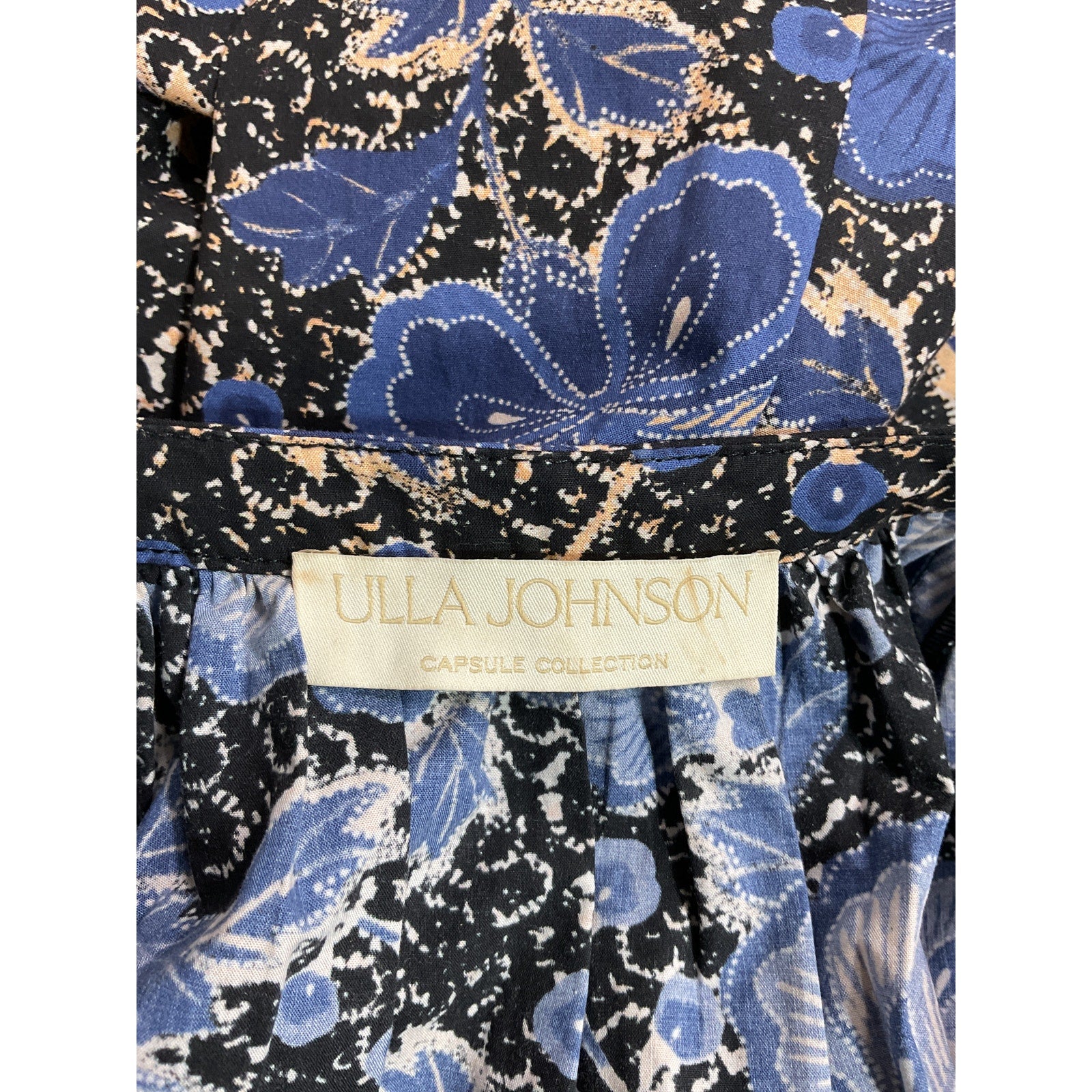 Ulla Johnson Blue Floral Print V-Neck Blouse Size 4