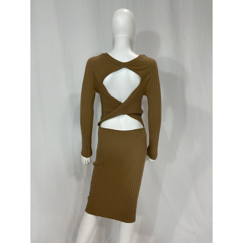 Valentina Shah 'Dame' Back Cut Out Beige Knit Dress Size M