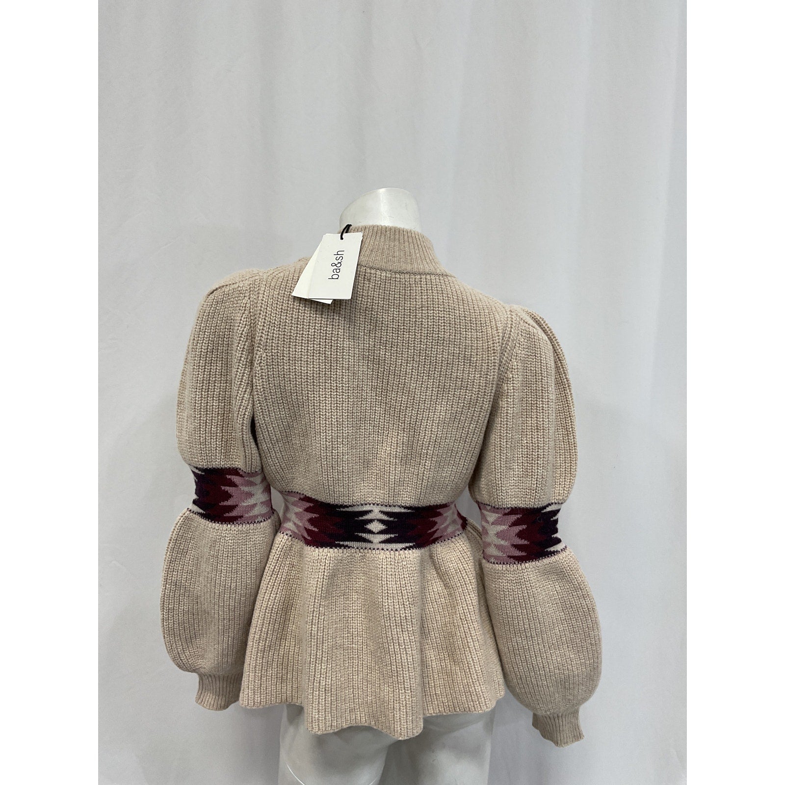 Ba&Sh Button Beige Wool Shoulder Sweater Size S - NWT