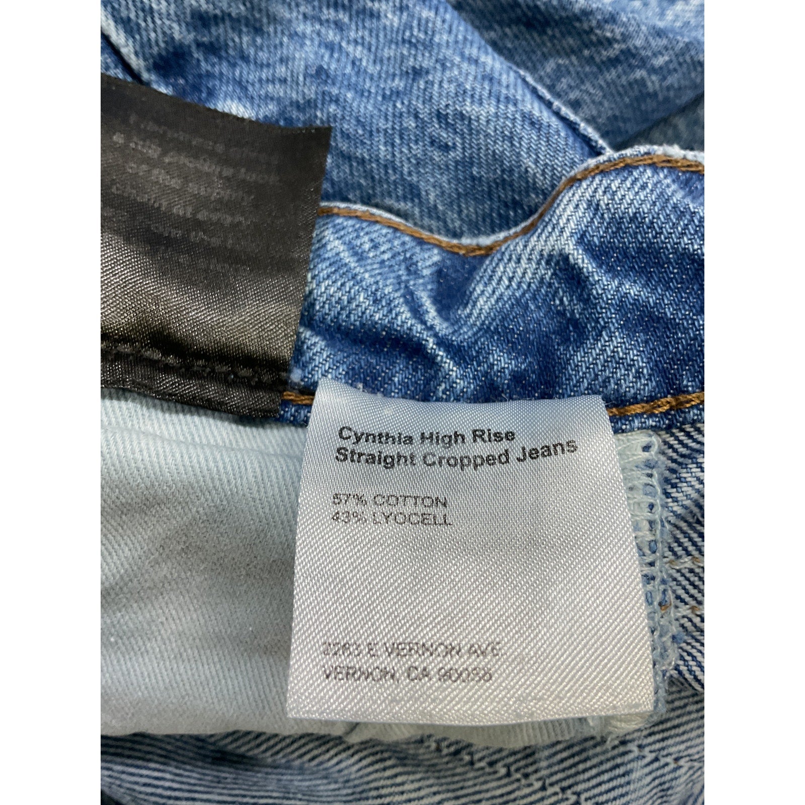 Reformation 'Cynthia' Blue High Rise Straight Cropped Denim Jean Size 25