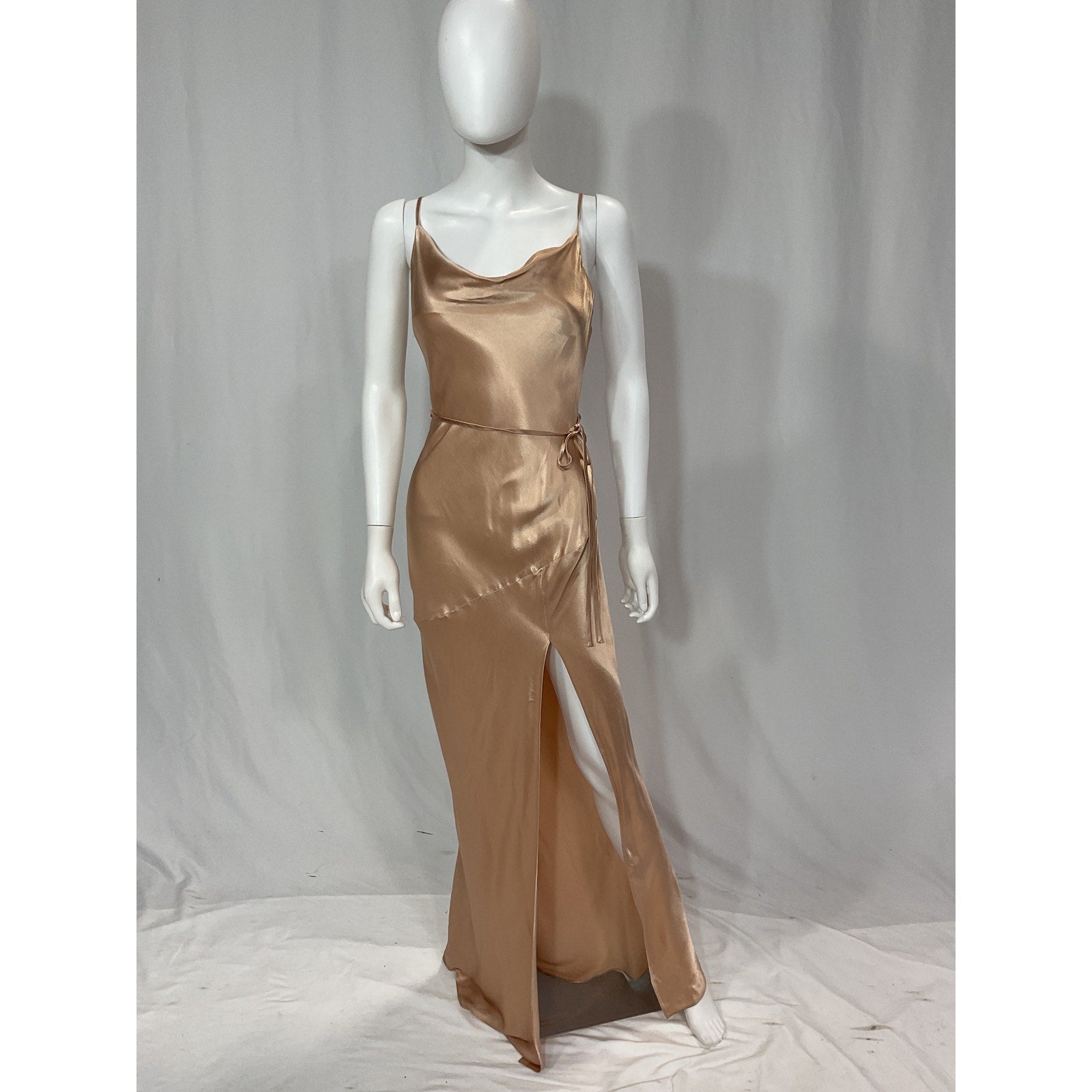 Shona Joy 'La Lune Bias' Pink Satin Cowl Maxi Dress Size 4