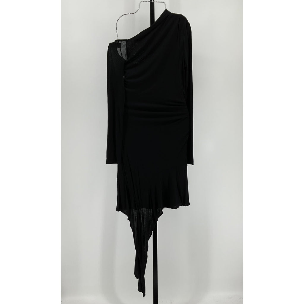 Helmut Lang 'Scala' Black Viscose Drape Mini Dress Size S