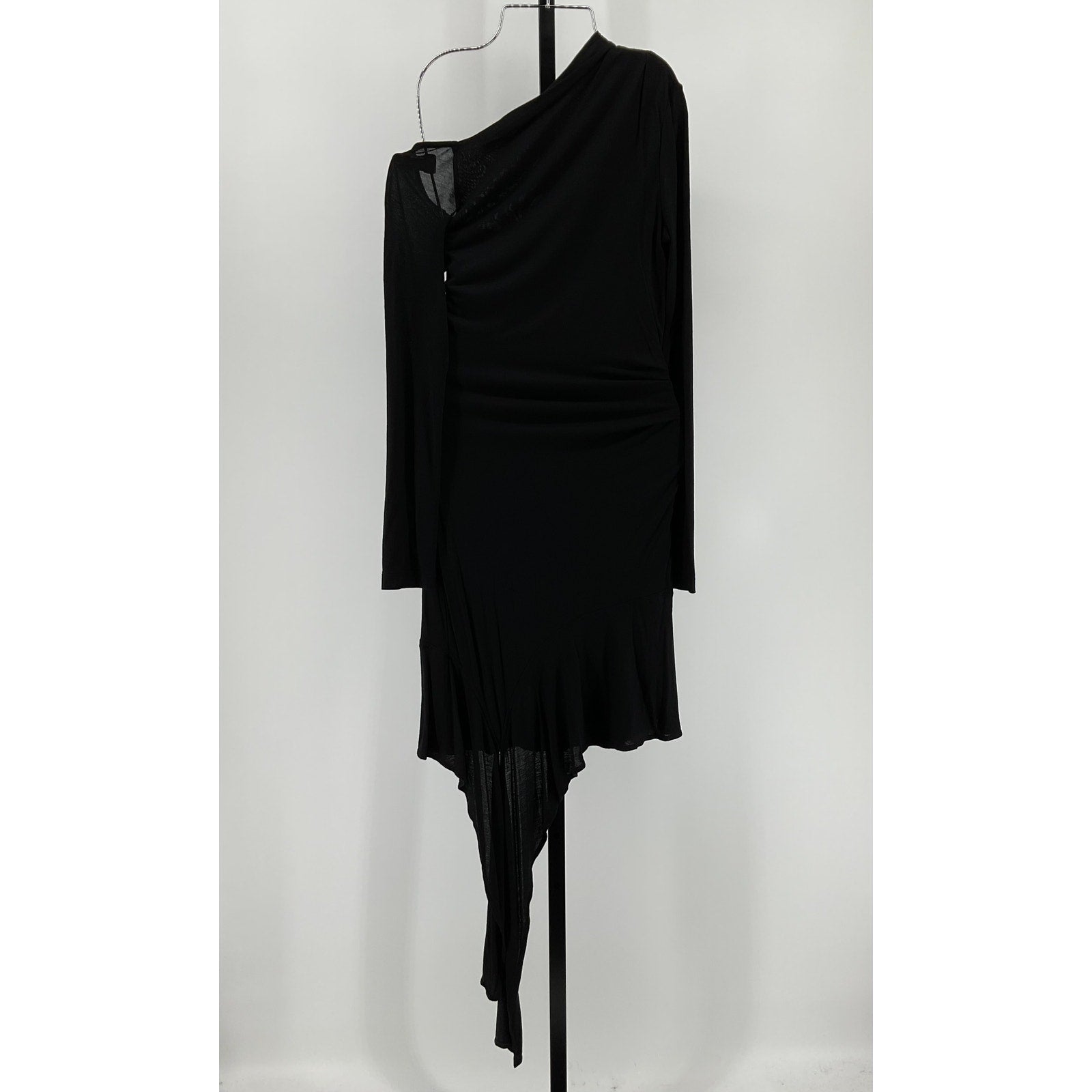 Helmut Lang 'Scala' Black Viscose Drape Mini Dress Size S