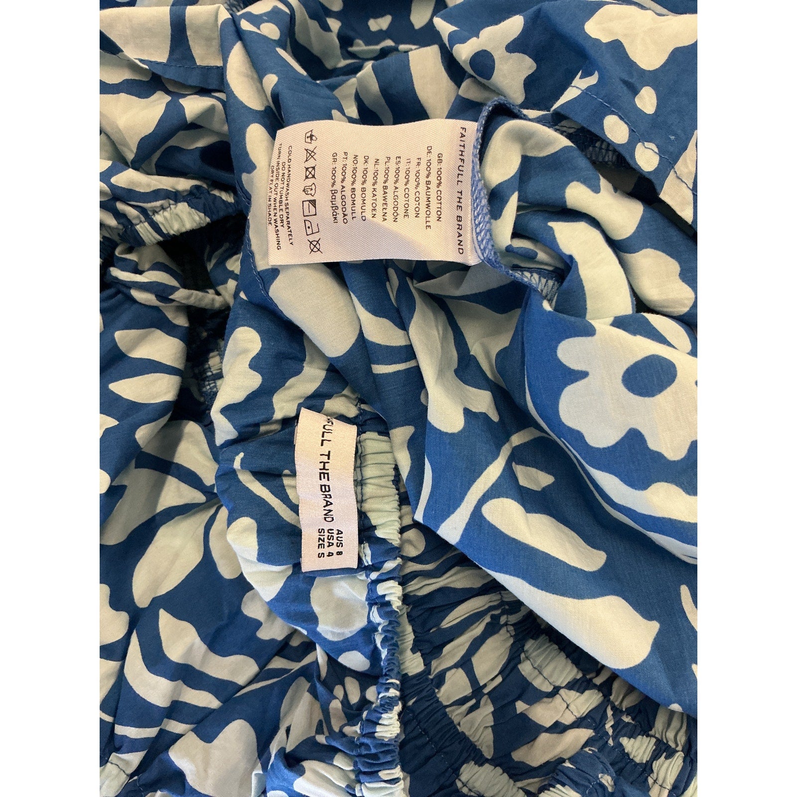 Faithfull The Brand 'Marinelli' Blue Cotton Mini Dress Size S