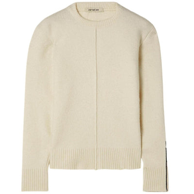 Peter Do Textured Cream Center Seam Button Hem Sweater Size S