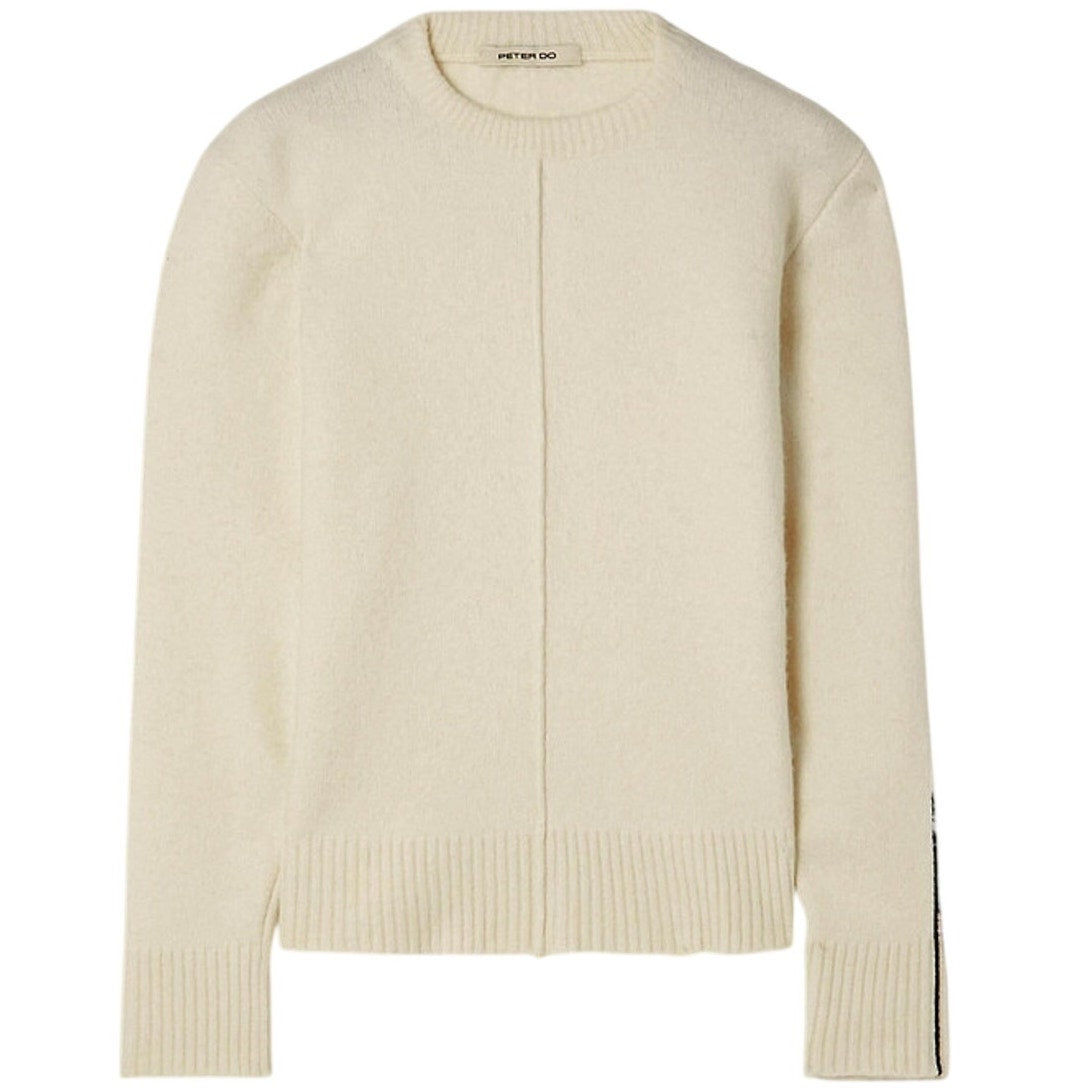 Peter Do Textured Cream Center Seam Button Hem Sweater Size S