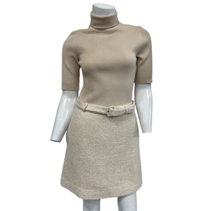 Theory Textured Ivory Knit Combo Dress Size S