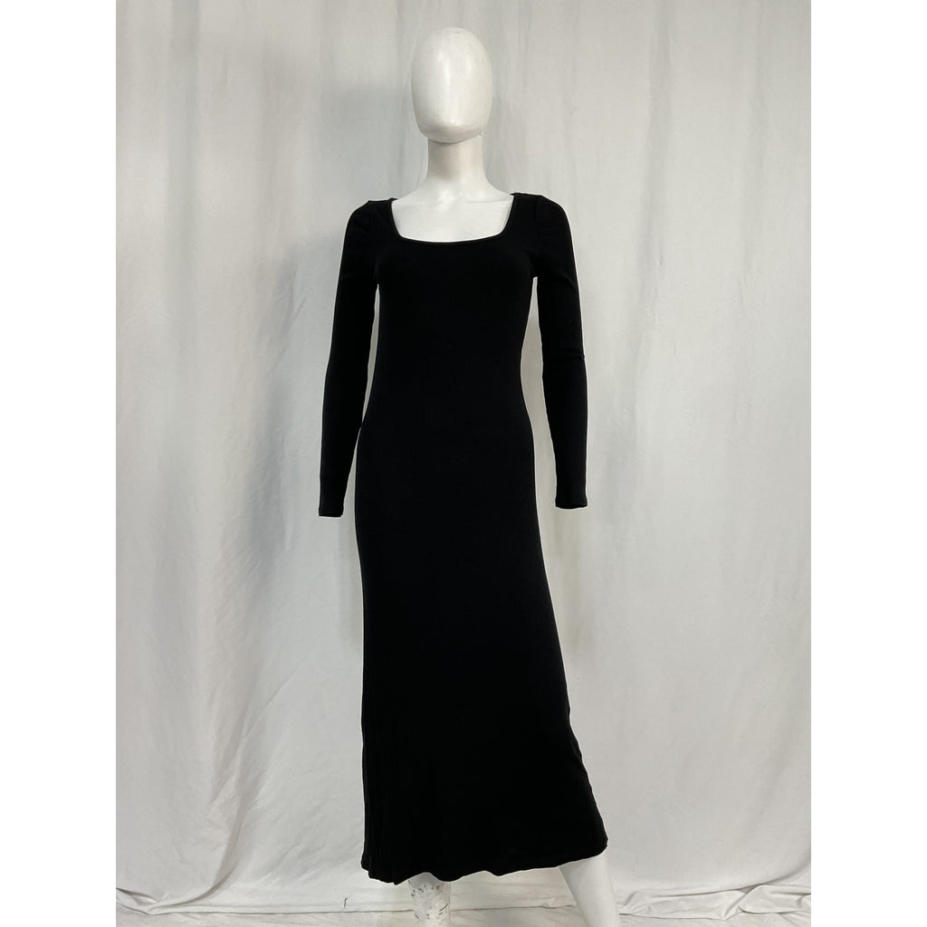 Hatch The Longsleeve Black Rayon Rib Dress Size 2