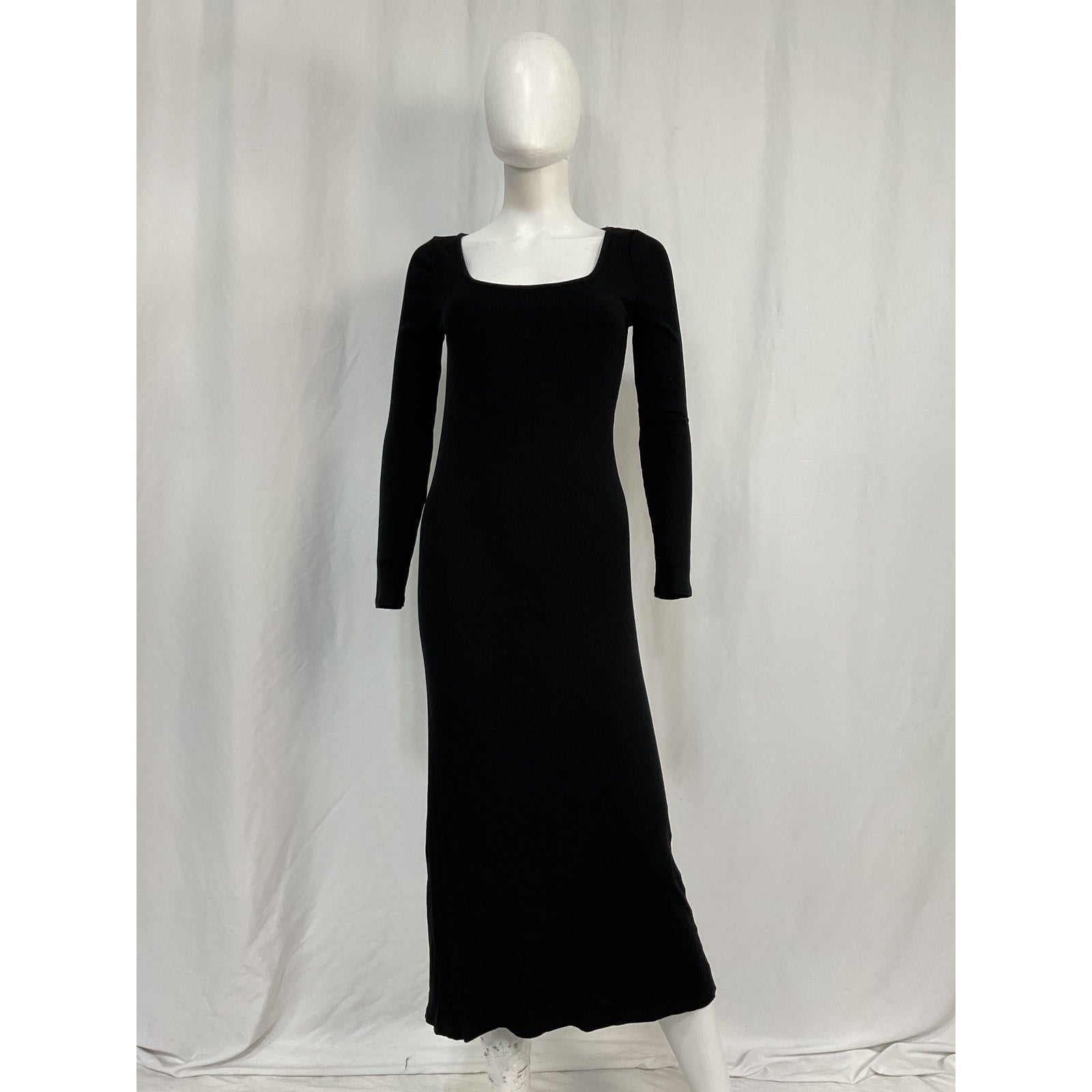 Hatch The Longsleeve Black Rayon Rib Dress Size 2