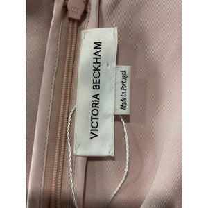 Victoria Beckham Elegant Blush Gathered Waist Midi Dress Size 14 UK / US 10
