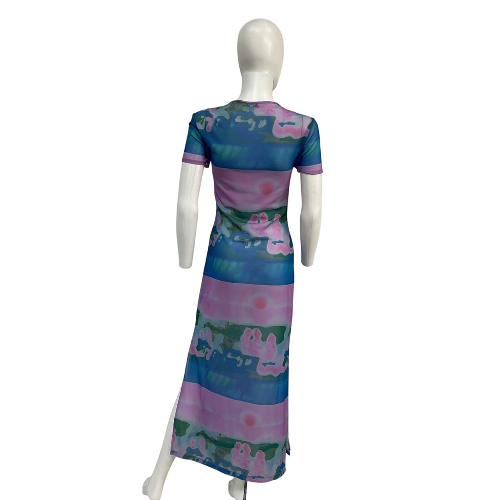 Miaou 'Billie' Blue Polyester Midi Dress Size S