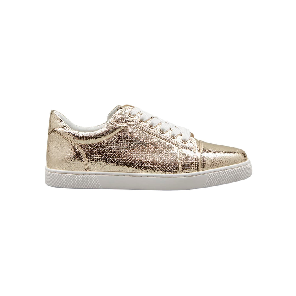 Christian Louboutin 'Vieira' Gold Leather Flat Shoes Size 9