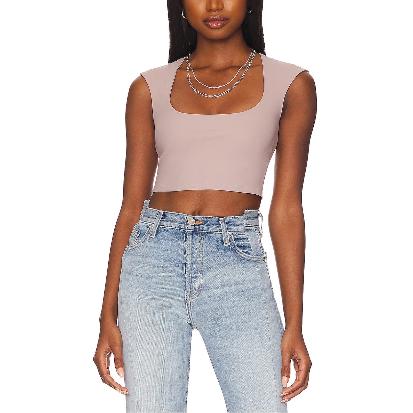 Alix Nyc 'Nadine' Grey Square Neck Crop Top Size S