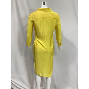 Pinko 'Limonio Abito' Yellow Collared Button Shirt Dress Size 38