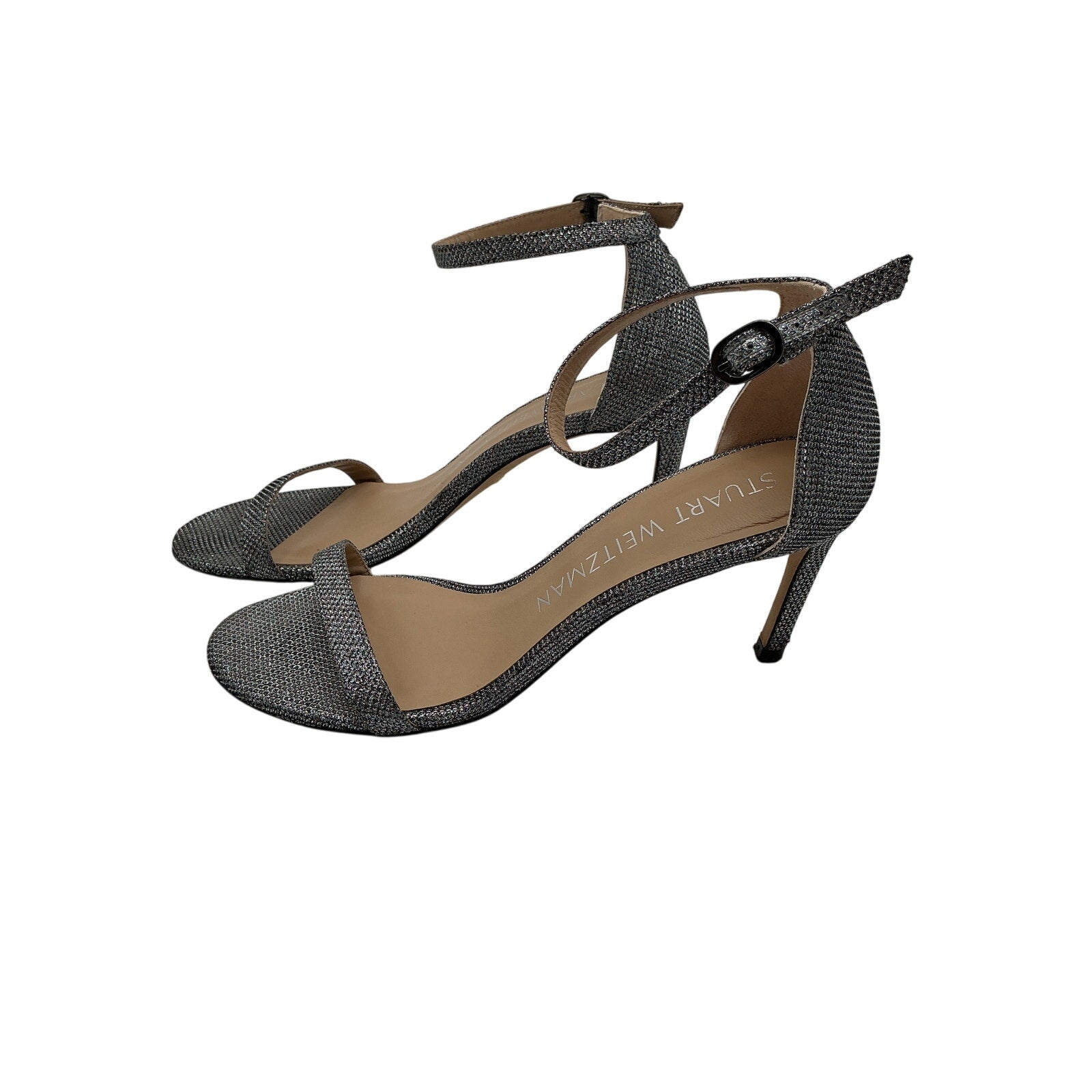 Stuart Weitzman Silver Nunakedstraight Heel Size 9