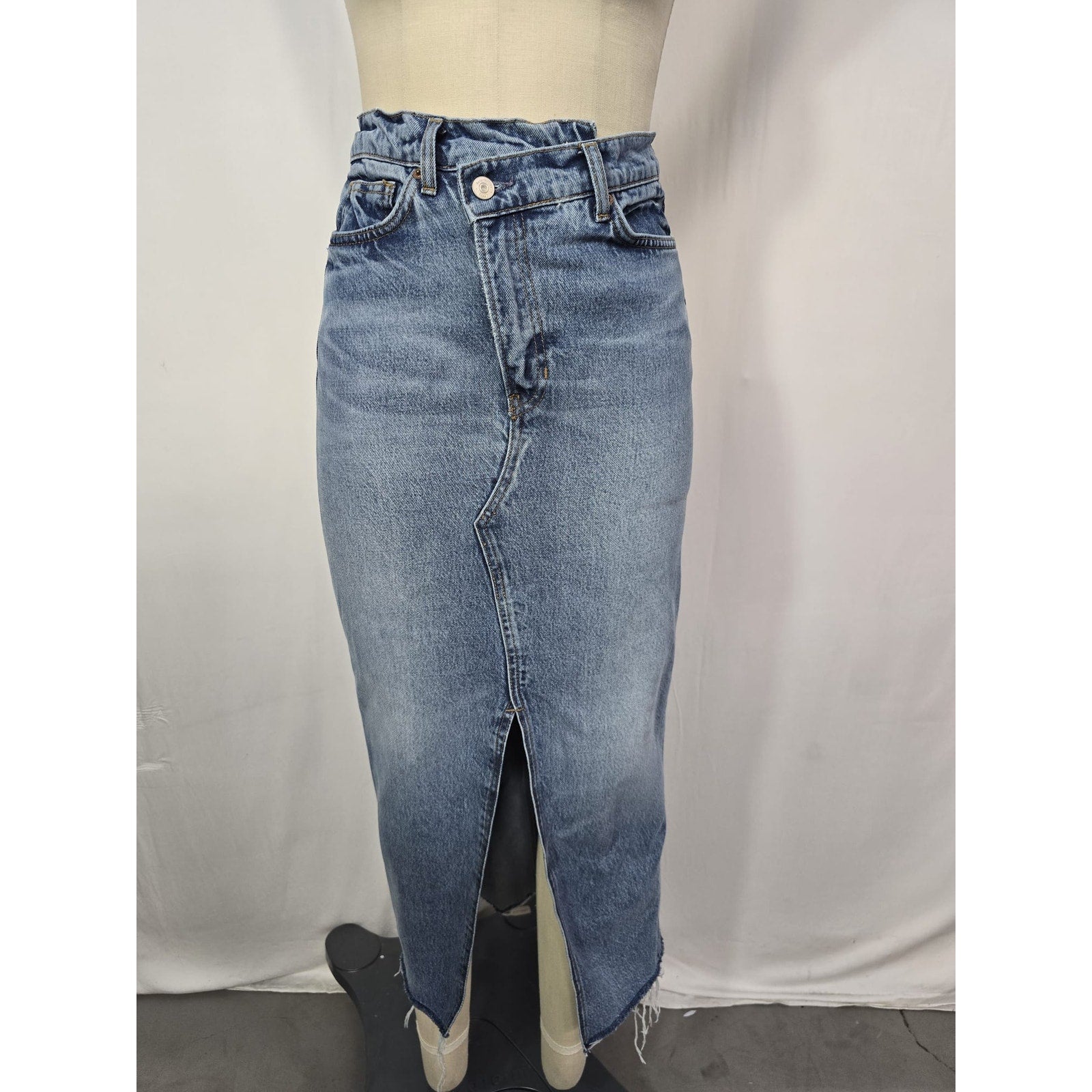 Reformation 'Nila' Blue Long Denim Jean Skirt Size 25