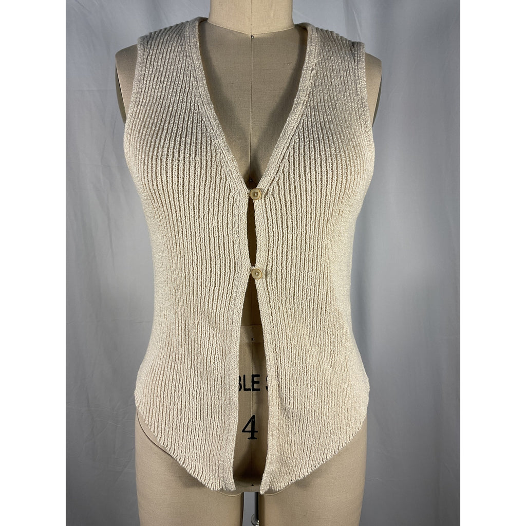 The Elder Statesman 'Nora' Tan Cotton Knitted Cotton Vest Size S