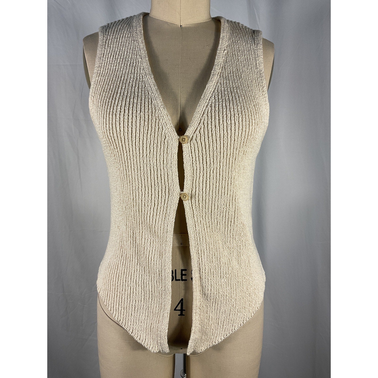 The Elder Statesman 'Nora' Tan Cotton Knitted Cotton Vest Size S